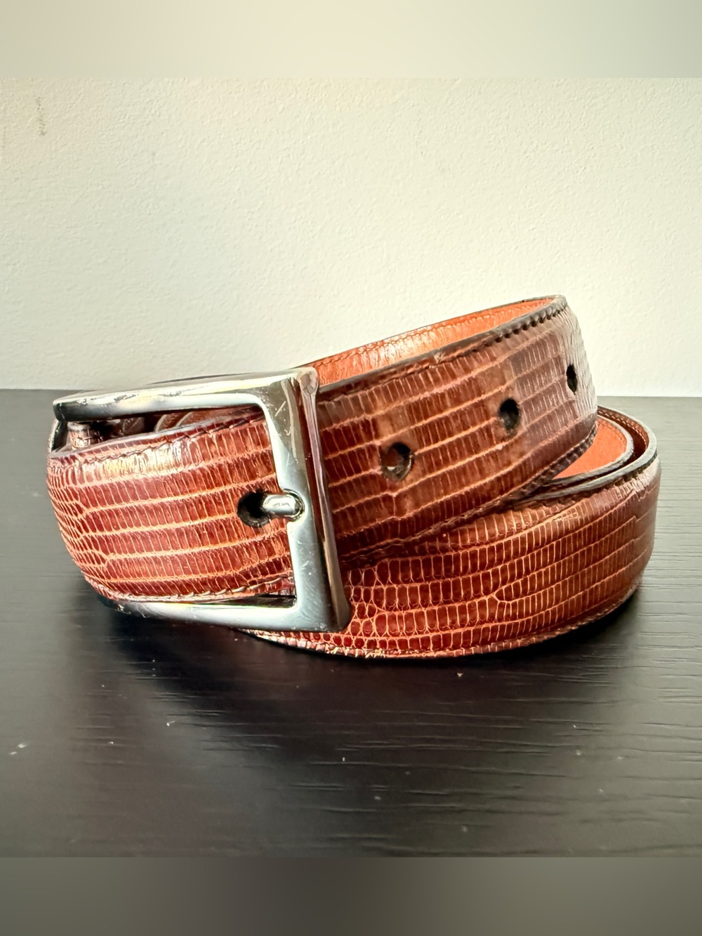 Torino Men's Brown Textured Leather Belt with Silver Buckle